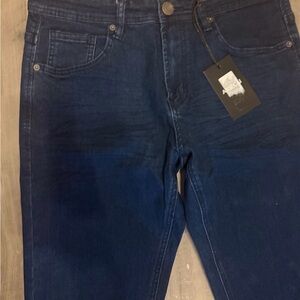 Absecai Factory Navy Stretchy High Rise Flare Jeans Men's 38